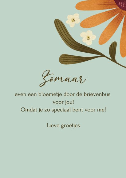 Bloemenkaart met roze en gele bloemen 3