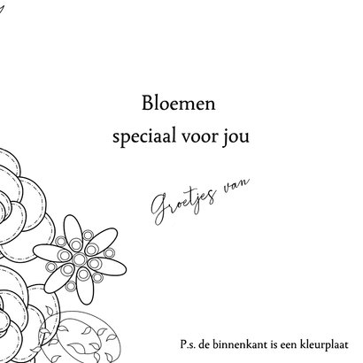 Bloemenkaart - Rozen met kleurplaat 3