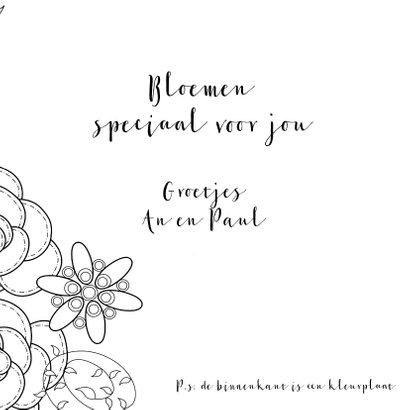 Bloemenkaart - Rozen - met kleurplaat 3