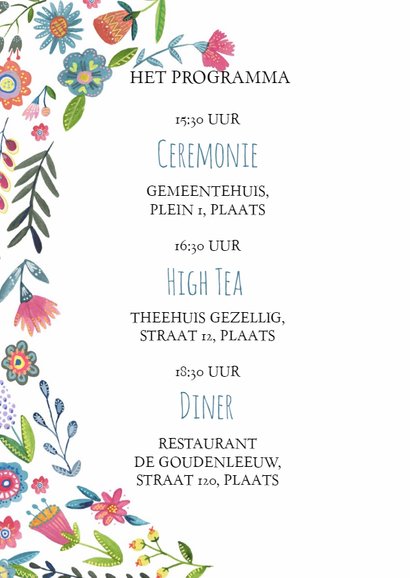 Boho Waterverf Bloem Trouwkaart 2