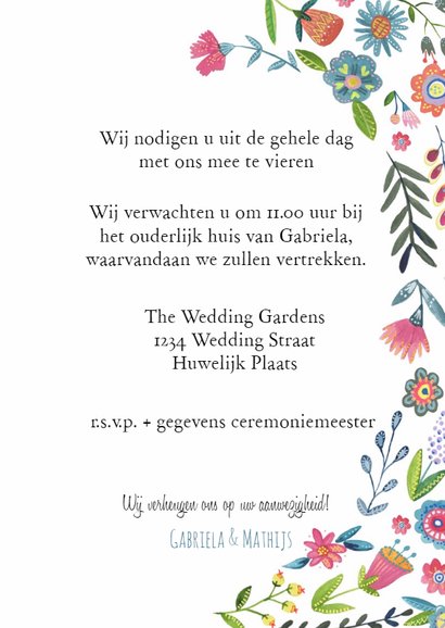 Boho Waterverf Bloem Trouwkaart 3