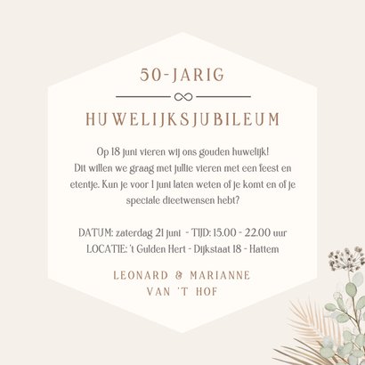 Botanisch uitnodiging jubileumfeest met droogbloemen  3