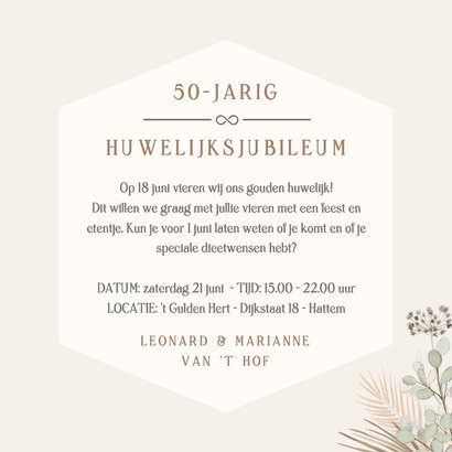 Botanisch uitnodiging jubileumfeest met droogbloemen  3