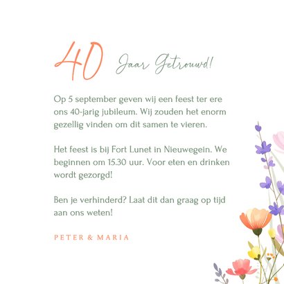 Botanische jubileumkaart met aquarel gemengde wilde bloemen 3