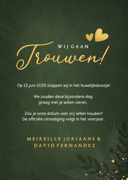 Botanische jungle Save the Date kaart met kalender 3