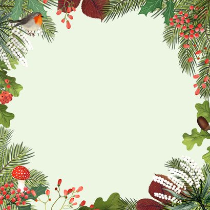 Botanische kerstkaart met foto Achterkant