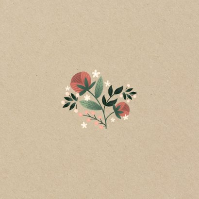 Botanische save the date kaart met bloemen, planten en kraft Achterkant