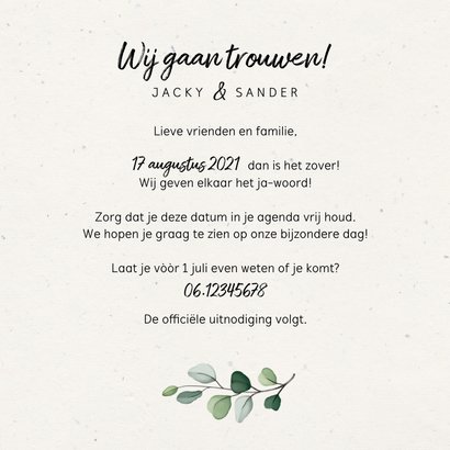 Botanische Save the date kaart met fotocollage 3