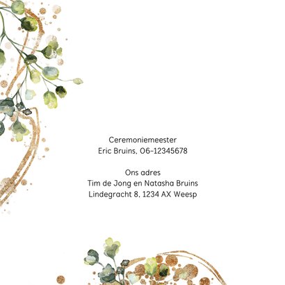 Botanische trouwkaart met groene watercolor 2