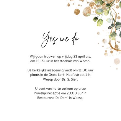Botanische trouwkaart met groene watercolor 3