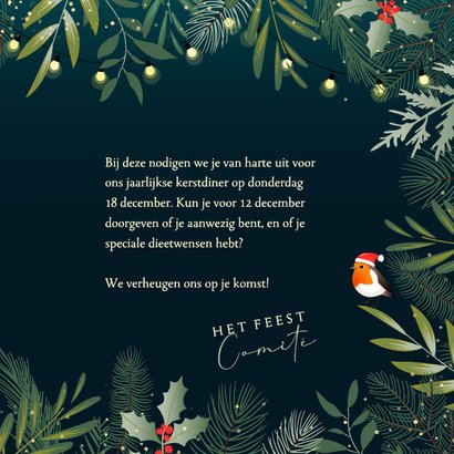 Botanische uitnodiging kerst met verplaatsbare roodborstjes 3