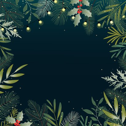 Botanische uitnodiging kerst met verplaatsbare roodborstjes Achterkant