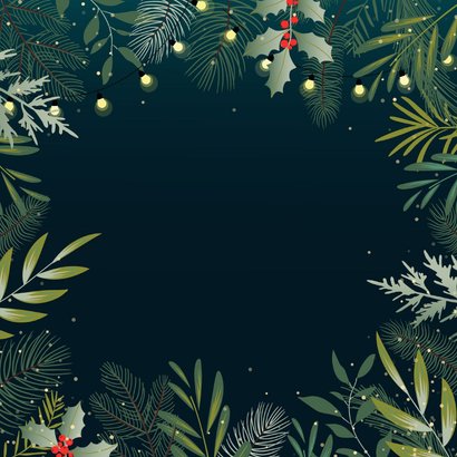 Botanische uitnodiging kerst met verplaatsbare roodborstjes Achterkant