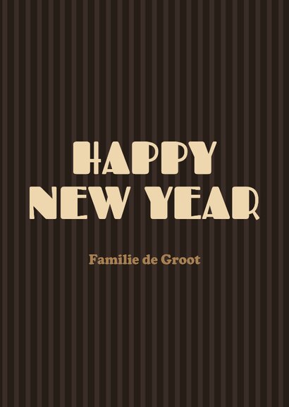 Bruine nieuwjaarskaart cheers streepjes met sterren 3