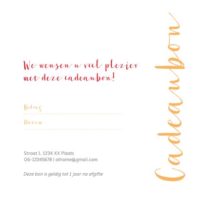 Cadeaubon interieur lifestyle zakelijk zzp 3