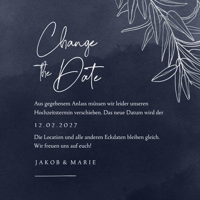 Change-the-Date-Karte Zweige auf Nachtblau 3