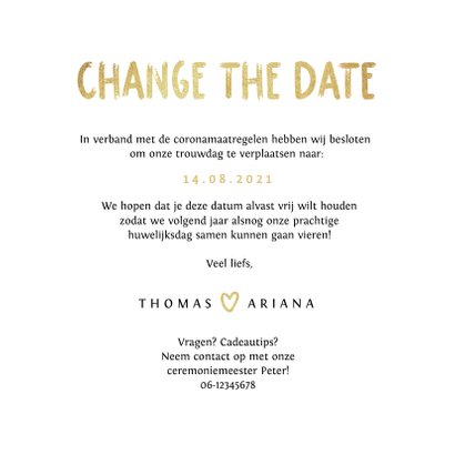 Change the date trouwkaart goud foto tijdlijn 3