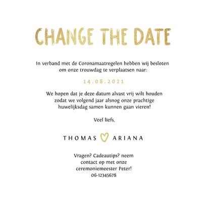 Change the date trouwkaart goud foto tijdlijn 3