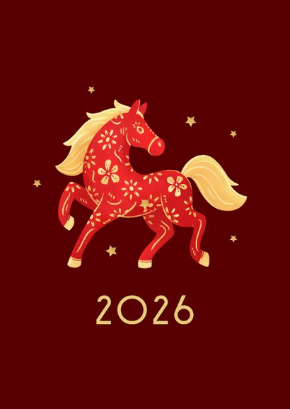 Chinese verjaardagskaart 2026 jaar van het paard 2