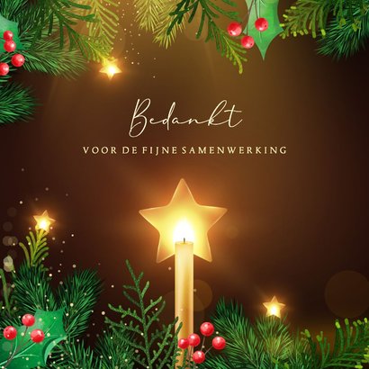 Chique kerstkaart realistisch kerstgroen warm sterren licht 2