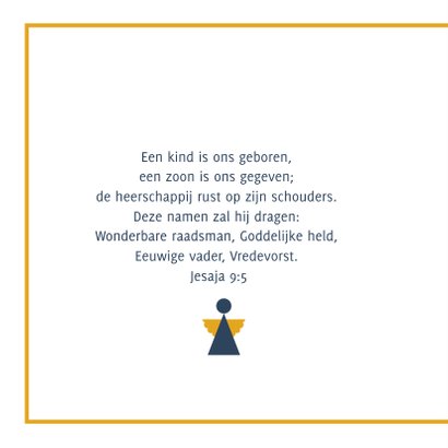 Chique moderne kerstkaart met engeltje en goud 2