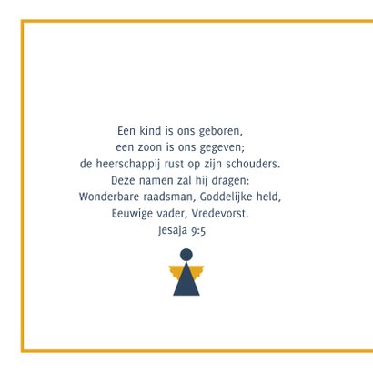 Chique moderne kerstkaart met engeltje en goud 2