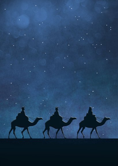 Christelijk kerstkaart met silhouet van de 3 wijzen en ster 2