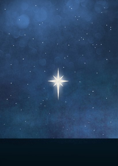 Christelijk kerstkaart met silhouet van de 3 wijzen en ster  Achterkant