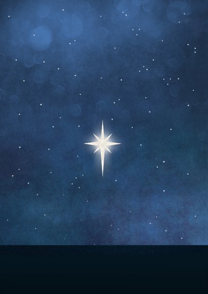 Christelijk kerstkaart met silhouet van de 3 wijzen en ster Achterkant