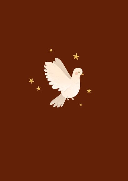 Christelijk kerstkaart vrede op aarde duif sterren goud 2