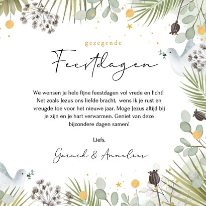Christelijk nieuwjaarskaart vrede duif met goudfolie 3