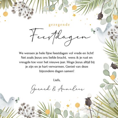 Christelijk nieuwjaarskaart vrede duif met goudfolie 3