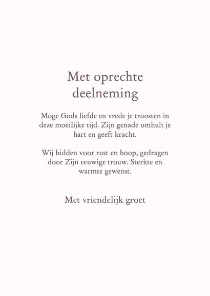 Christelijke condoleance kaart met witte duif 3