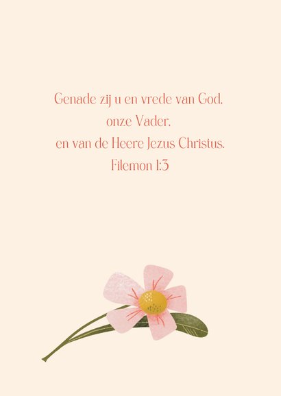 Christelijke kaart voor verjaardag met bloem in bloempot 2