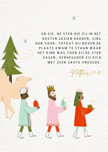 Christelijke kerstkaart 3 koningen sterren en illustratie 2