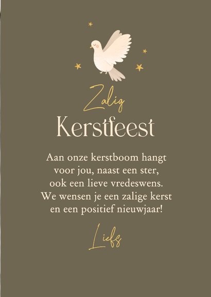 Christelijke kerstkaart duif gezegende feestdagen sterren 3