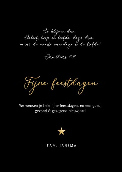 Christelijke kerstkaart geloof hoop en liefde - met sterren 3
