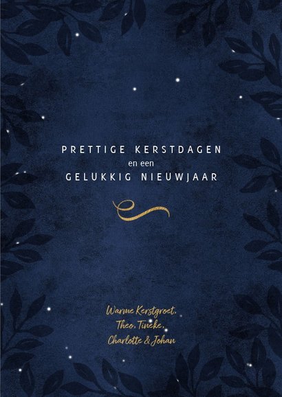 Christelijke kerstkaart Joy to the world goud donker blauw 3