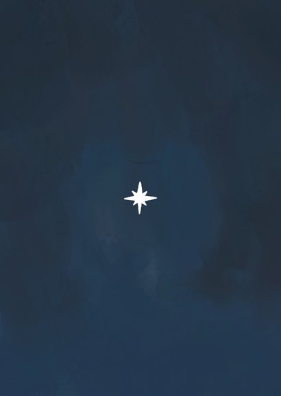 Christelijke kerstkaart kerststal silhouet engel sterren Achterkant