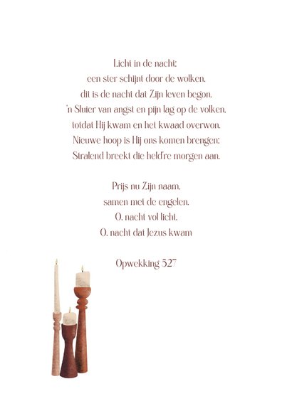 Christelijke kerstkaart met kaarsen en lied 2