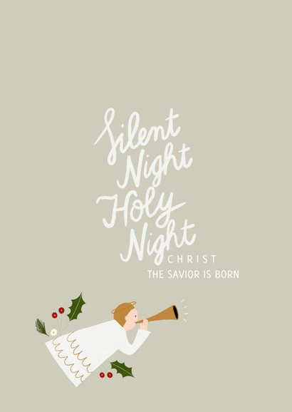 Christelijke kerstkaart met typografie en illustraties 2