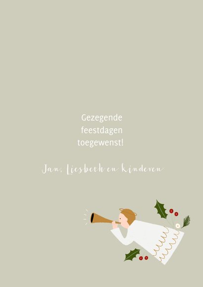 Christelijke kerstkaart met typografie en illustraties 3