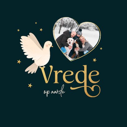 Christelijke kerstkaart vredesduif aarde kerstbal gezegend 2