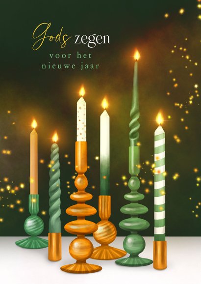 Christelijke nieuwjaarskaart kaarsen licht vreugde hoop god 2