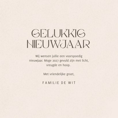Christelijke nieuwjaarskaart licht vreugde hoop zandkleur 3