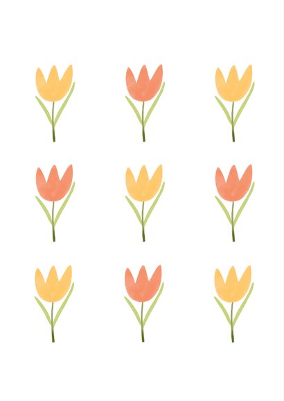 Christelijke paaskaart tulpen geel oranje gezegend pasen 2