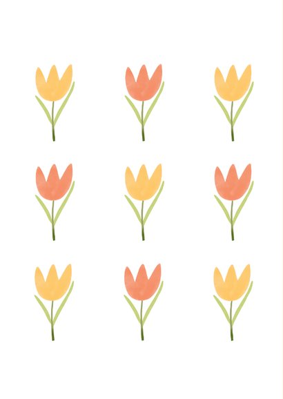 Christelijke paaskaart tulpen geel oranje gezegend pasen 2