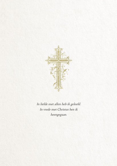 Christelijke rouwkaart met gouden kruis 2