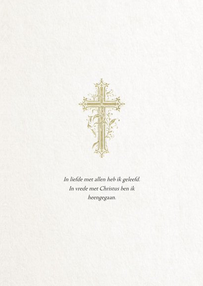 Christelijke rouwkaart met gouden kruis 2