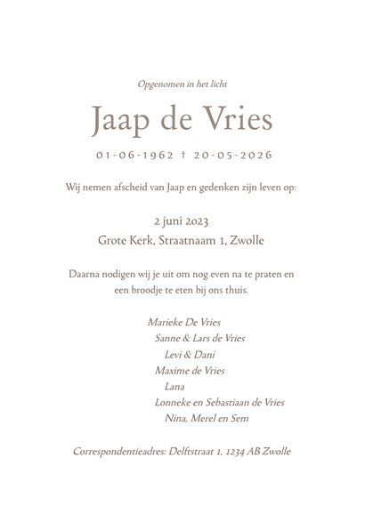 Christelijke rouwkaart met illustratie van een kerkje 3